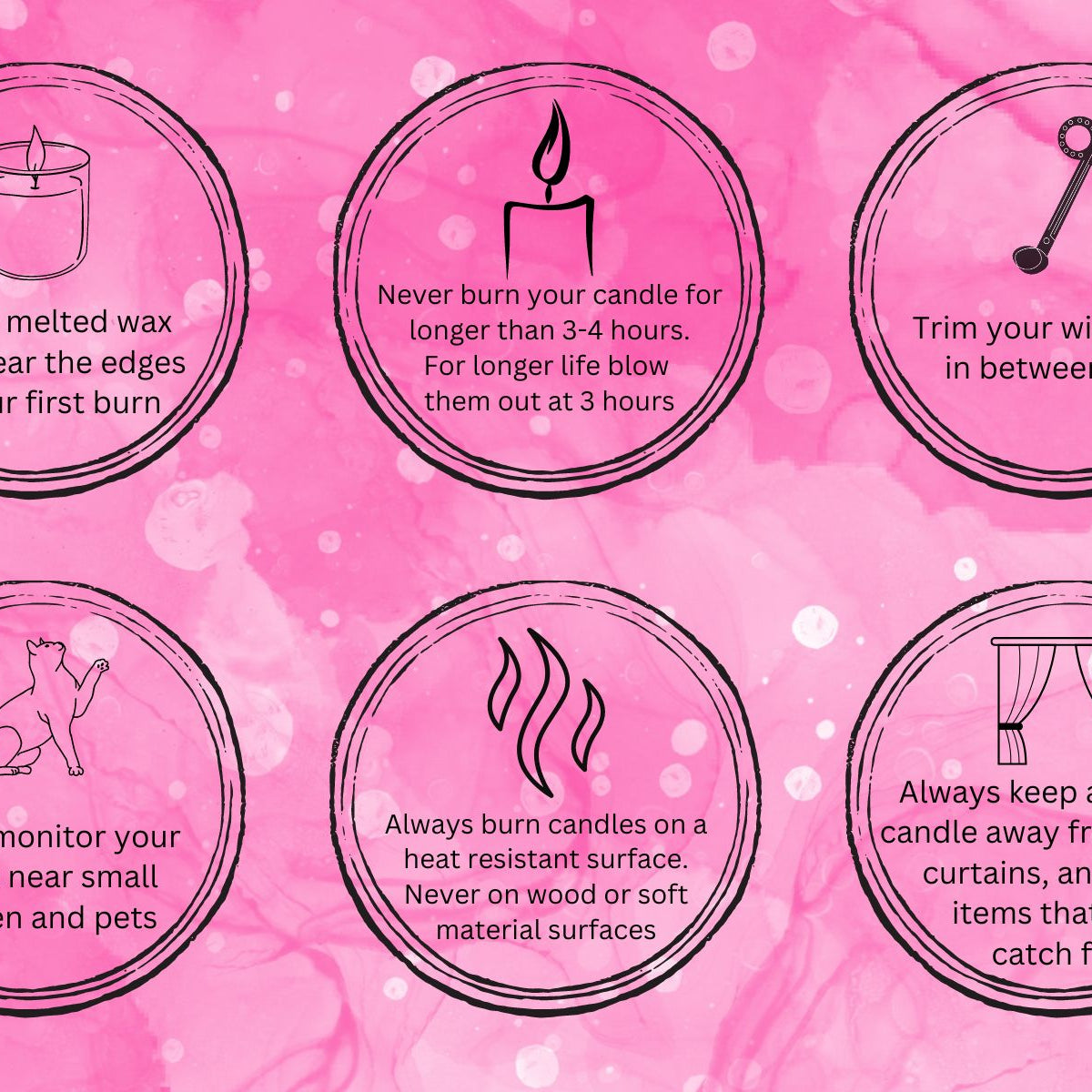 Printed Pink Candle Care Cards | 50