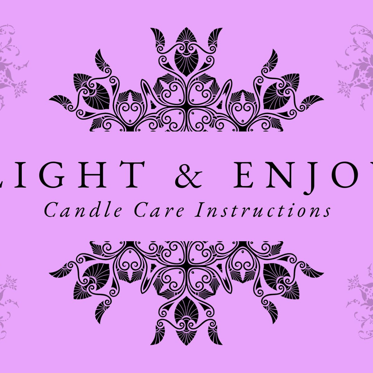 Printed Ornate Lavender Candle Care Cards | 50