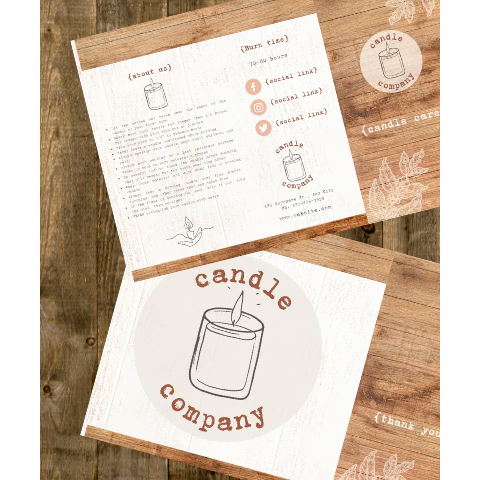 Digital Candle Care Cards | Rustic