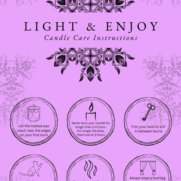 Printed Ornate Lavender Candle Care Cards | 50