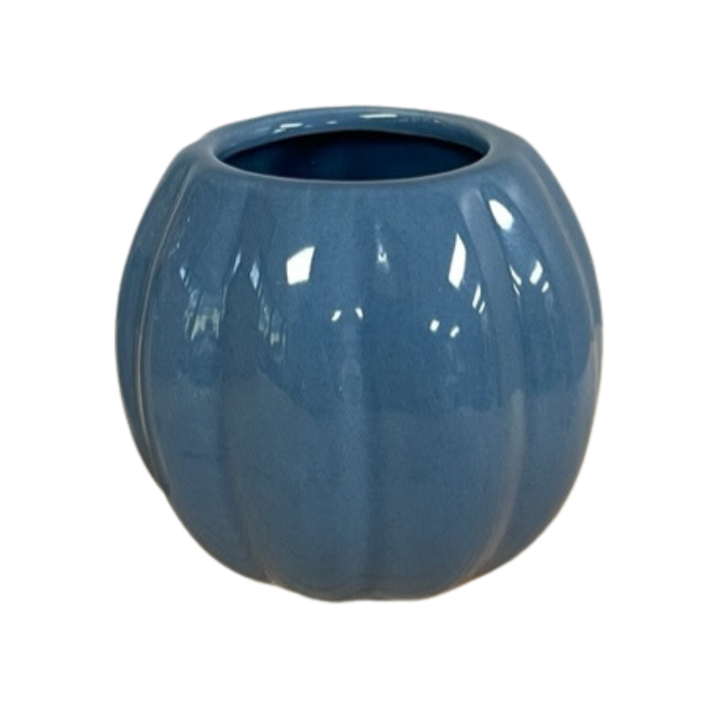 Mini Glazed Pumpkin Pot – Blue (24)
