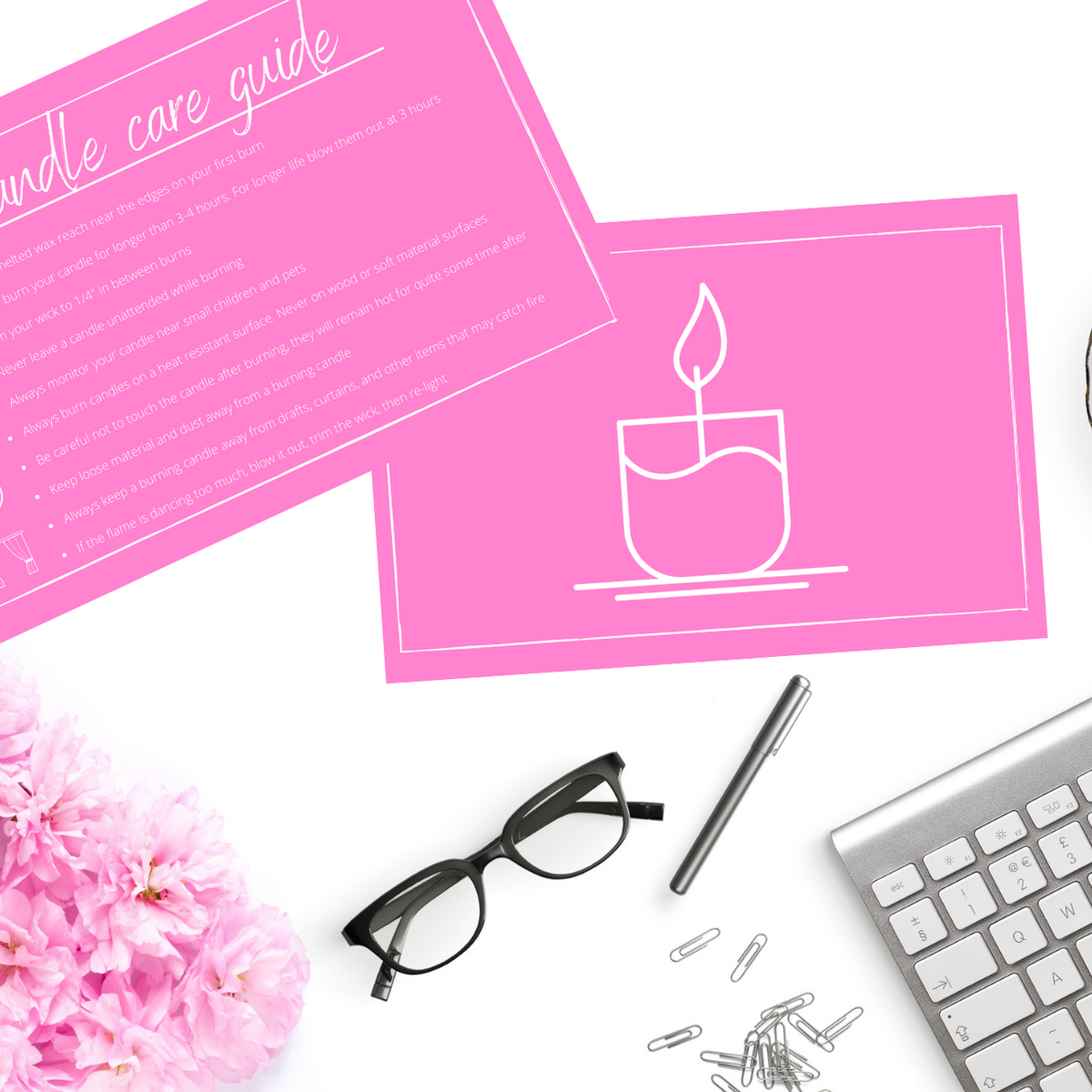 Digital Candle Care Cards | Pink