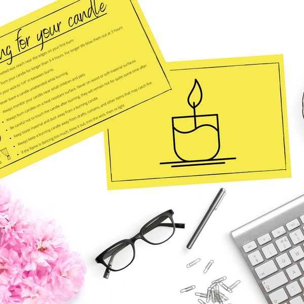 Digital Candle Care Cards | Yellow