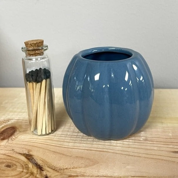 Mini Glazed Pumpkin Pot – Blue (24)