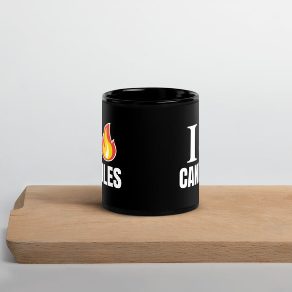 I Love Candles Black Glossy Mug