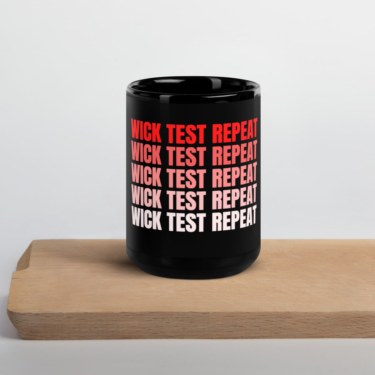 Wick Test Repeat Black Glossy Mug