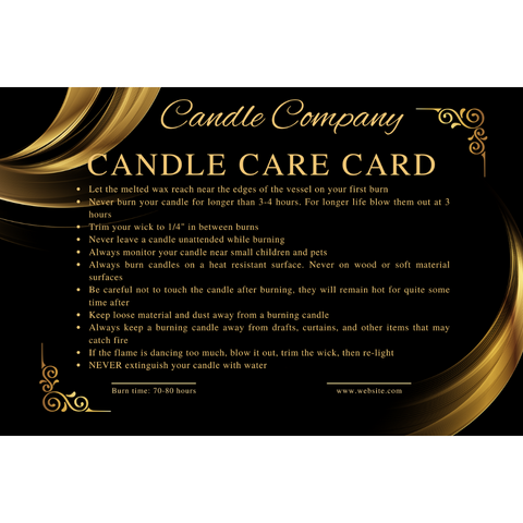 Digital Candle Care Cards | Elegant black