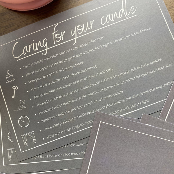 Printed Candle Care Cards | 50