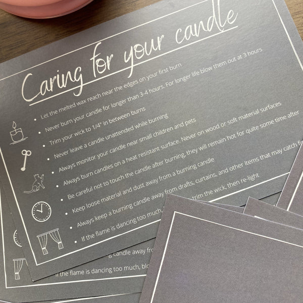 Printed Candle Care Cards | 100